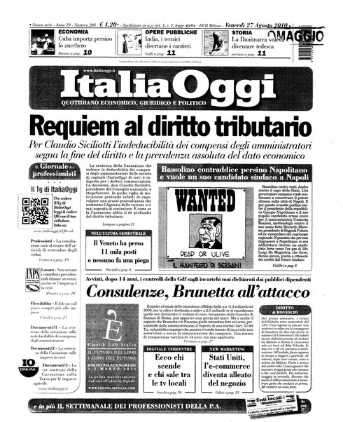 Italia oggi : quotidiano di economia finanza e politica